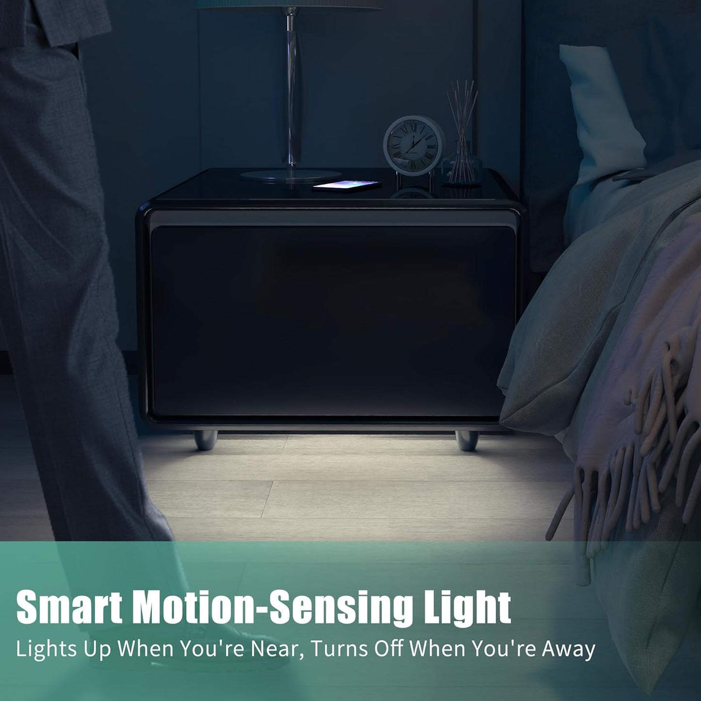 ✨Multifunctional Bedside Table Smart Side Table Mini Refrigerator with Wireless Charging Smart Furniture Home