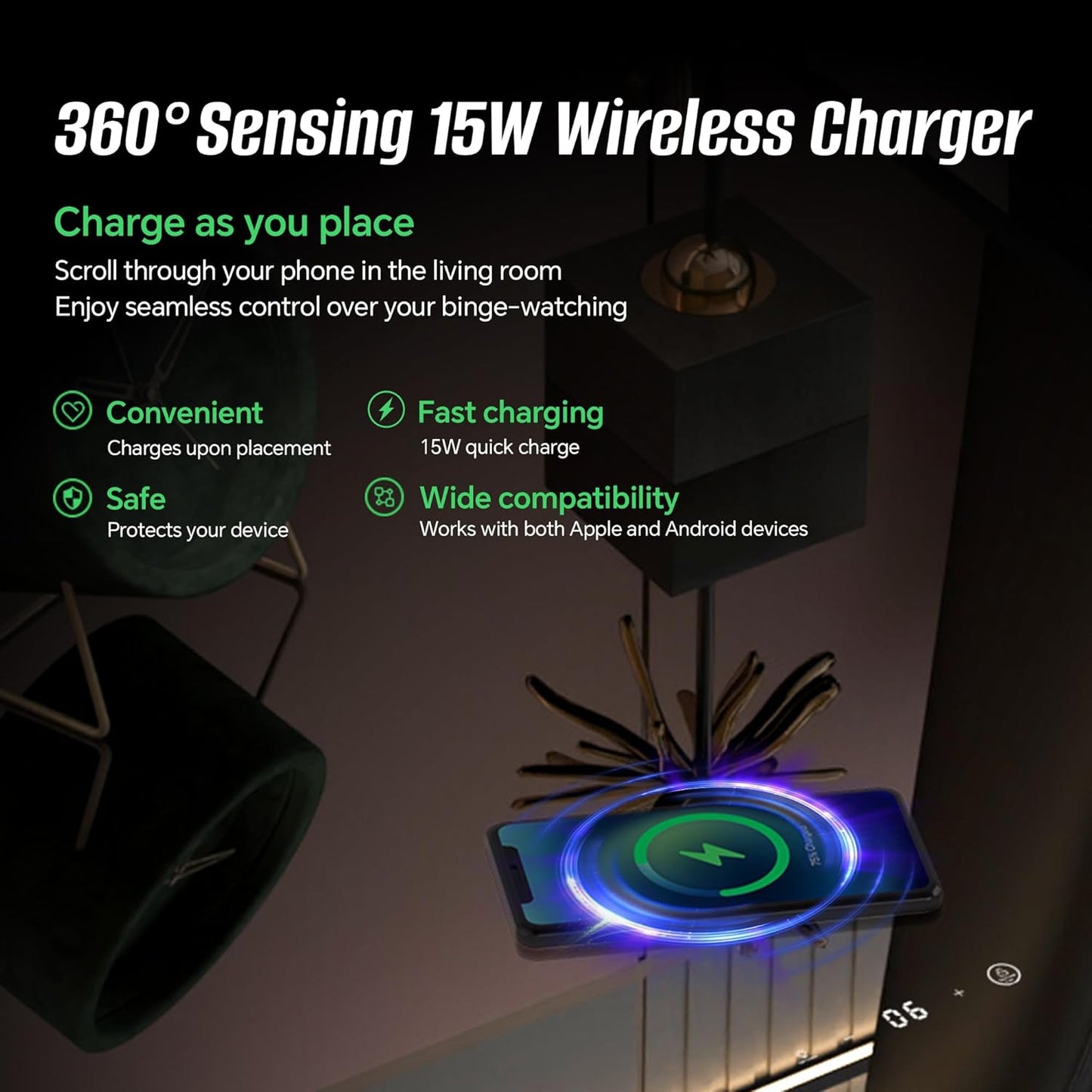 ✨Multifunctional Bedside Table Smart Side Table Mini Refrigerator with Wireless Charging Smart Furniture Home