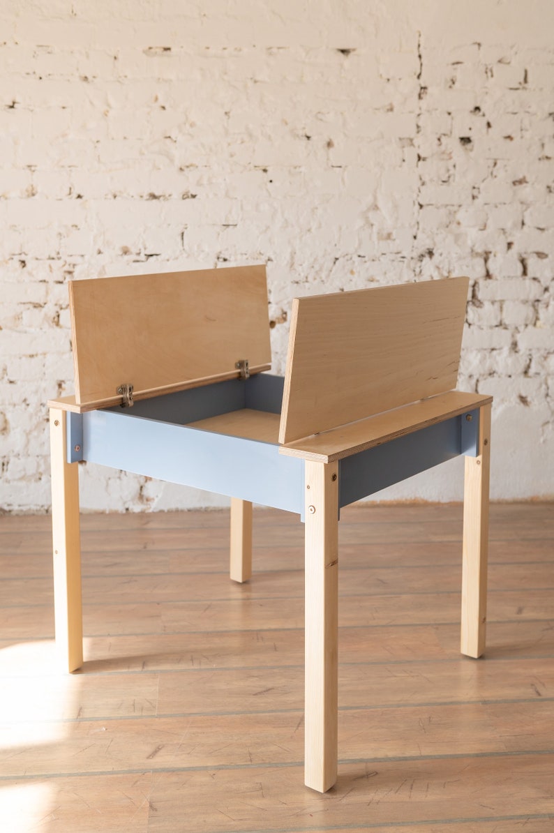 ✨Birch Plywood Kids Table and Chair🪑 Set: Space-Saving Storage & children's desk📖👦👧
